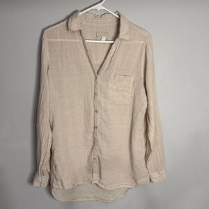 Sigrid Olsen 100% Linen Button Down Shirt – Women’s Medium – Khaki